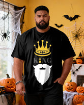 Big & Tall Men's Halloween Crown King Beard Print Short Sleeve Tee
