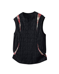 L-9XL Casual Sports Letter Jacquard Plaid Vest