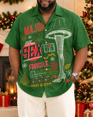 Big & Tall Men's Christmas Fun Graffiti Print Short Sleeve Shirt