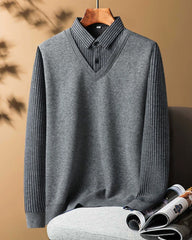 Big & Tall Men's Padded Warm Fake Two-piece Sweater M-5XL