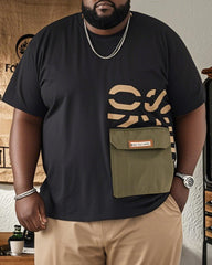 Big & Tall Men's Geometric Print Pocket Short Sleeve Cotton T-shirt M-5XL