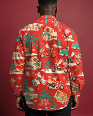 Christmas-Men's Plus Size Cotton Long Sleeve Lapel Shirt