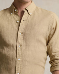 100% Cotton-khaki Men's Long Sleeve Shirt