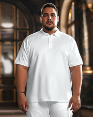 Men's Big & Tall Pure White Polo Shirt Trousers Set