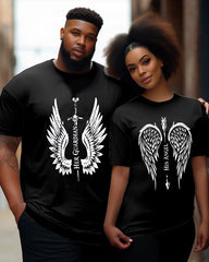 Couples Plus Size Wing Personalized Print T-Shirt