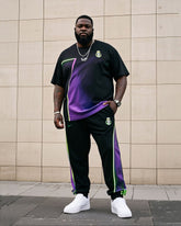 Big Boy Casual Sports Football Fans Gradient Art Design Clothes Round Neck Short Sleeve T-Shirt Trousers Suit