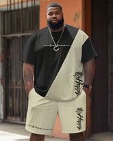 Street Casual Colorblock Rose Print Large Men's Set