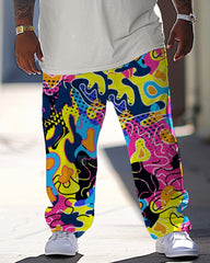 Men's Plus Size Casual Street Letter Print T-Shirt Trousers Suit