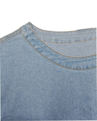 Plus Size Men's Daily Leisure Washing Water Solid Color Denim T-shirt