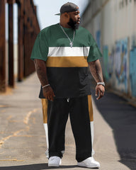 Men's Simple Colorblock Print Large Suit