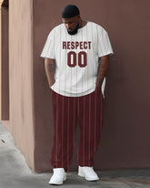 Big & Tall Guy’s Sports Striped Color Block Street Hip-Hop Casual Two-Piece Set