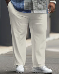 Men's Plus Size Simple Geometric Print Short Sleeve Shirt Set