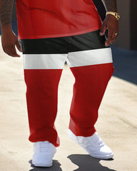 Big Guy's Color Matching Short Sleeve T-shirt and Pants Set