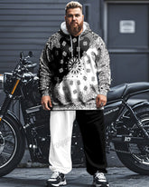 Personalized Color Matching Cashew Flower Hooded Sweatshirt Large Size Men's Suit