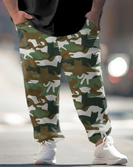 Camouflage King Pattern Printed T-Shirt Trousers Suit Men's Large