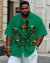 Men's Plus Size St. Patrick's Day Short Sleeve Lasel Short Sleeve Shirt