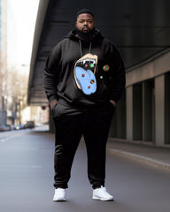 Men's Plus Size Black Tongue Print Hoodie (Pack of Two)