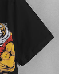 Men's Plus Size Funny Tiger Muscle Killer Print T-Shirt Pants Set