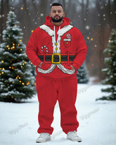 Big Men's Funny Christmas Santa Cosplay Print Hoodie Set