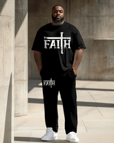 Men's Big & Tall Faith and Cross Print T-Shirt Trousers Set
