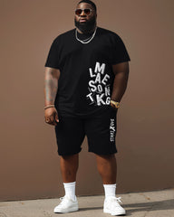 Street Casual Simple Letter Print Large Men's Set