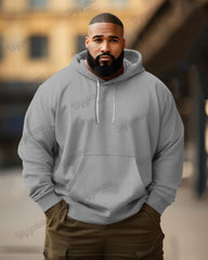 Men's Big and Tall Fashion Casual Versatile Solid Color Long Sleeve Hoodie