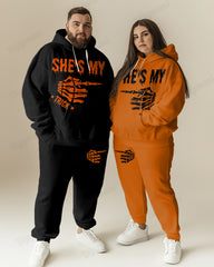 Couple Fashion Casual Plus Size Suit Skull Pointing Print Hoodie Suit