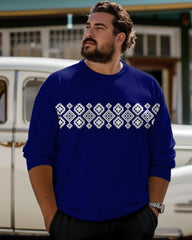 Geometric Patchwork Pattern Print Long Sleeve Tee