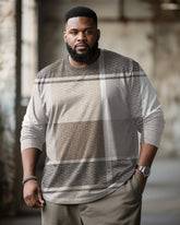 Big & Tall Men's Brown Geometric-Print Long-Sleeve Tee