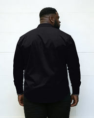 Big & Tall Men's Trendy Cool Black Phosphor Zipper Long Sleeve Shirt