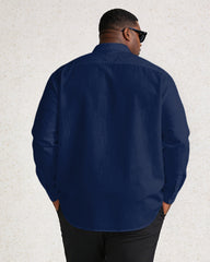 Men's Plus Size Royal Blue Music Festival Carnival Long Sleeve Lar Shirt
