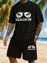 BEACH'IN Sunglasses Coconut Tree Print Texture Large Size Vacation Set