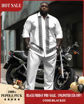 Men's Plus Size Simple Geometric Stripes Long Sleeve Shirt Trousers Suit