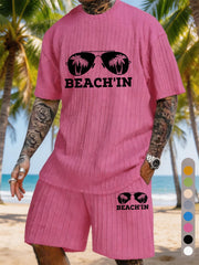 BEACH'IN Sunglasses Coconut Tree Print Texture Large Size Vacation Set