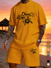 Ohana Turtle Floral Print Texture Plus Size Holiday Set