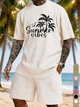 "Summer Vibes" Coconut Tree Bird Print Texture Large Size Vacation Suit