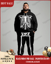 Simple Skull Skeleton Print Men's Big & Tall Hoodie Set