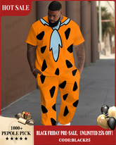 Men's Big and Tall Fred Flintstone Tie T-shirt and Pants Two-Piece Set