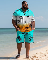 Hawaiian Gradient Coconut Colorblock Shorts Men's Big & Tall Set