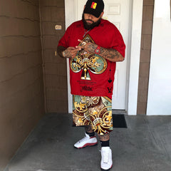 Big and Tall Men's Red Fan Pattern Set|Biggmans