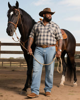 Plus Size Men's Western Style Gray Vintage Check Long Sleeve Shirt Jeans Suit