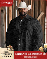 Men's Big and Tall Western Skull Graphic Long Sleeve Shirt