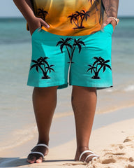 Hawaiian Gradient Coconut Colorblock Shorts Men's Big & Tall Set
