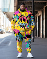 Men's Plus Size Smiley Emoji Tassel Hoodie Set of Two