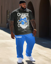 Men's plus size Change casual street short-sleeved trousers casual two-piece set