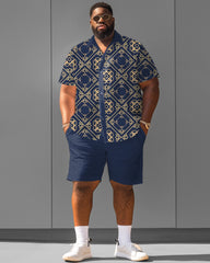 Big & Tall Men's Palace Style Pattern Short Sleeve Shirt Shorts Set