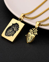 Heart Shape Bead Chain Rock Style Couple Necklace