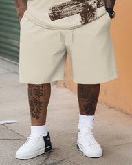 Men's Plus Size  Jesus Saves Print Two-piece Set