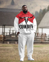 Men's Street Fashion Western Cowboy Killer Print Plus Size Hoodie Suit
