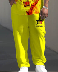 Comfortable Men's Large 3D Tiger Print Short Sleeve Trousers Set